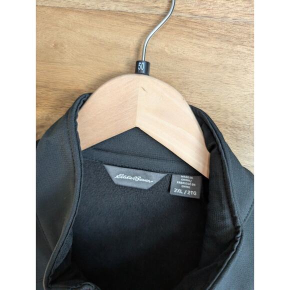 Eddie Bauer Trail Soft Shell Jacket Mens 2XL Deep Black Fleece Lined Full Zipper - Picture 3 of 4